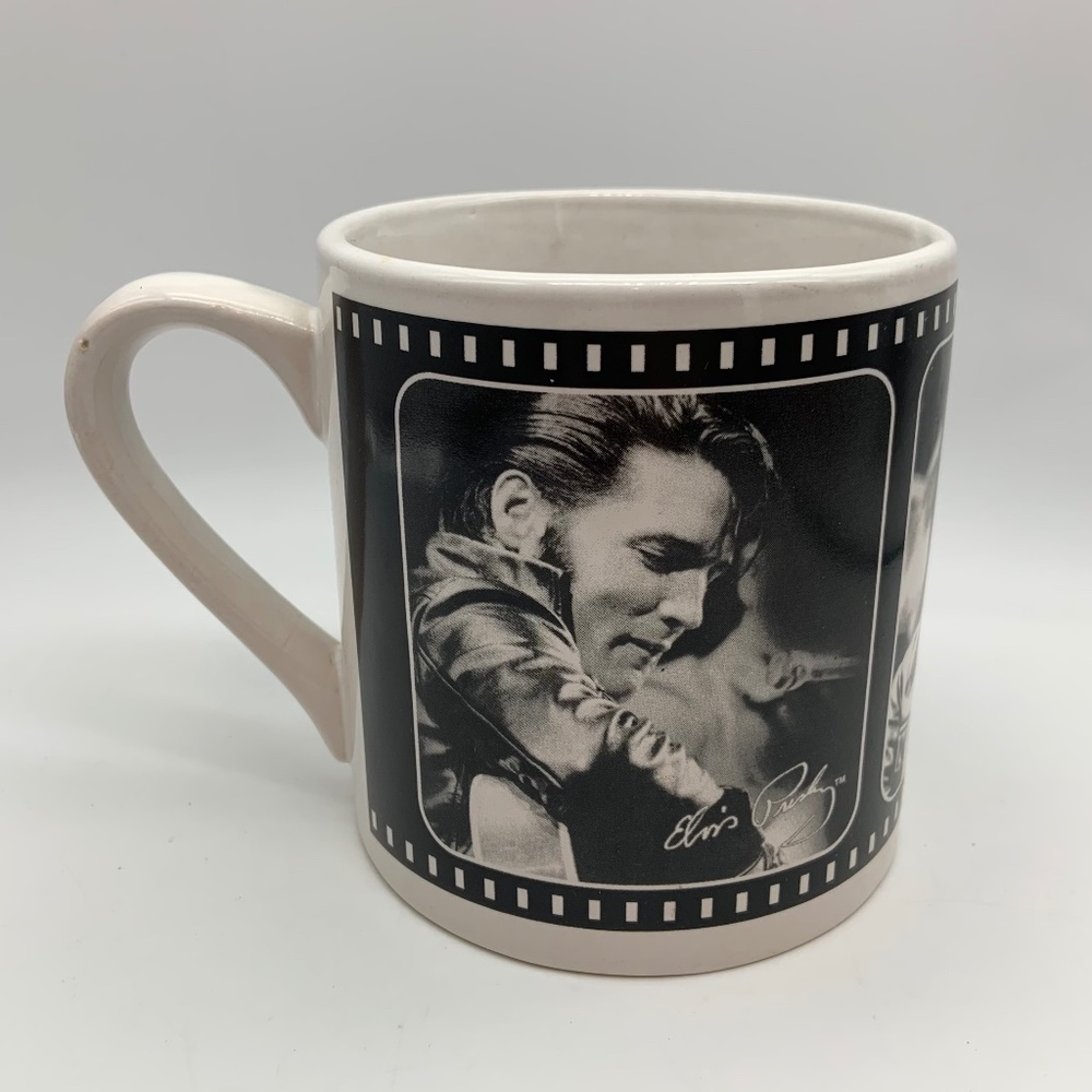 Vintage Elvis Presley Signature Product Black and White Large Ceramic Coffee Mug